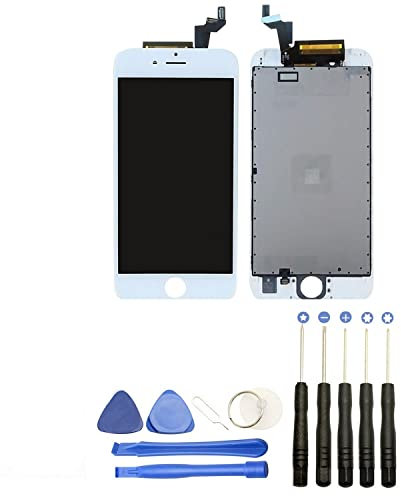 JUANIO Pantalla Completa en Marco Compatible con iPhone 6S Blanco + Herramientas