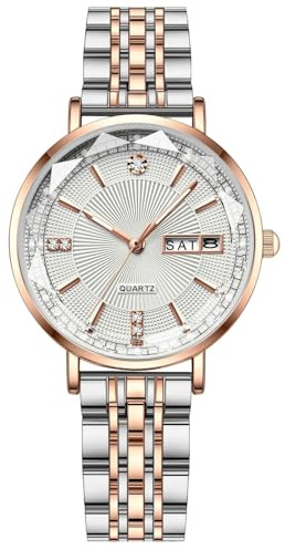 RORIOS Frauen Uhren Analog Quarz Uhr mit Edelstahlband Mode Wasserdicht Damenuhr Diamant Armbanduhren für Frauen Mädchen
