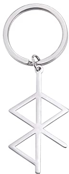 Amaxer Skandinavische nordische Rune Amulett für Liebe und Frieden Schlüsselanhänger Wikinger Runen Edelstahl Schmuck Geschenke Anhänger Kette Schlüsselanhänger Schlüsselanhänger, silber
