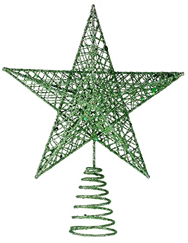 BinaryABC Weihnachtsbaumspitze Stern, glitzernder Weihnachtsbaumschmuck, 20 cm (grün)
