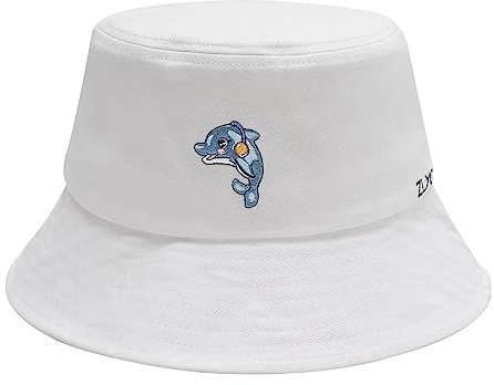 ZLYC Männer Frauen Sommer Fischerhüte Obst Hut, Weißer Delphin, One Size