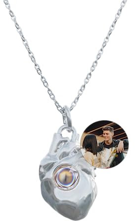 EMIRISTIC Collar personalizado con foto de latido del corazón para mujer, ideal para cumpleaños, ocasiones especiales, cadena personalizable, calidad de imagen perfecta, elegante recuerdo,, Oro, No es