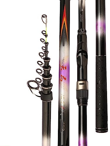 Canna da Pesca telescopica Canna da Pesca in Fibra di Carbonio Canna da Mare 2.4-5.4m Canna da Pesca a Sezione Corta Canna da Pesca Mano Mare Canna da Pesca a Doppio Uso Leggera (Color : Pink, Size