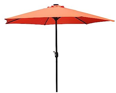 CONCEPT USINE | Parasol Rond droit Ø 2,7m LED Amalfi Terracotta | Structure Alu & Acier | Toile 100% Polyester | Idéal jardin Terrasse Piscine Balcon | Protection UV et Imperméable | Résistant