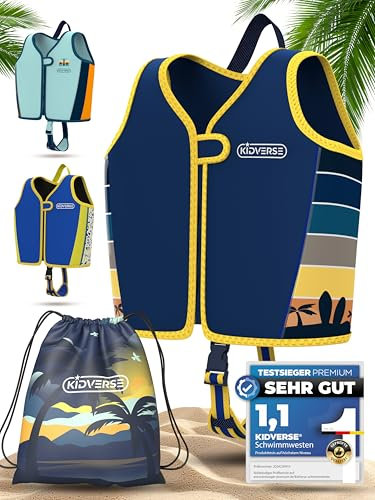 KIDVERSE Schwimmweste Kinder 2-3 Jahre - TÜV geprüfte Schwimmhilfe mit Bauchumfang bis 56cm - Schwimmhilfe Kinder 2-3 Jahre - Kinderschwimmweste zum Schwimmen Lernen - Komfort Schwimmweste Kind