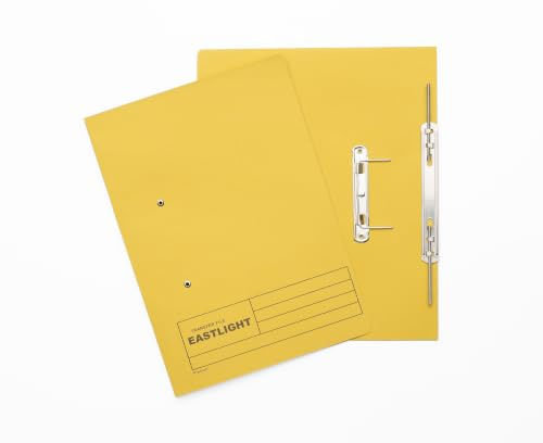 Eastlight Foolscap 38mm Transfer Spring Files, Yellow, Pack of 25 | Colour may vary