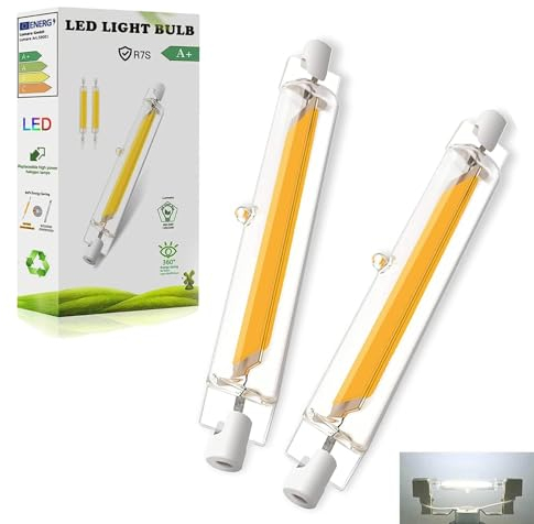 R7S LED 118mm 20W Glühbirne Dimmbar, R7S LED Birne Licht Kaltweiß 6000k, 2000lm Double Ended COB Hightlight Lampe, Kein Flackern, 360 Grad Licht,20W R7S LED Ersatz für 200W Halogen Leuchtmittel, 2Pcs