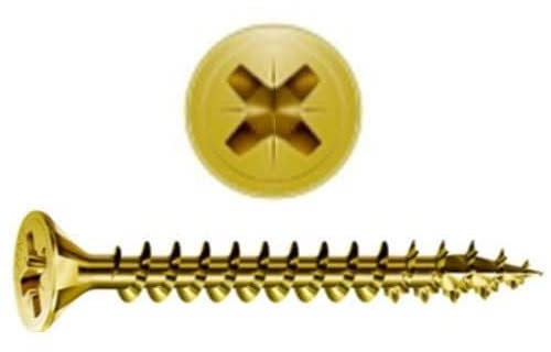 Lot de 500 vis à bois autotaraudeuses à tête évasée 4 x 20 mm – Kit idéal pour le bricolage et le bricolage – Disponible en différentes couleurs et tailles – Couleur jaun