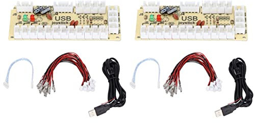 Game Controller Encoder, USB Arcade Encoder, COMS Technologie, Turbo Und Auto Modus, LED Blinken, Verzögerungsfreie USB zu Joystick Taste, Kompatibel Mit MAME PC (QM070913 (Double))