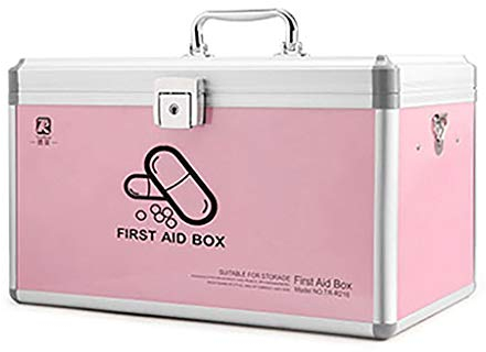 JacCos Cassetta dei Medicinali Cassetta di Pronto Soccorso Portatile Grande con Manico a Strati Singoli Medica per Casa, Viaggio e Luogo di Lavoro (Colore : Pink, Dimensioni : 390mmx225mmx230)