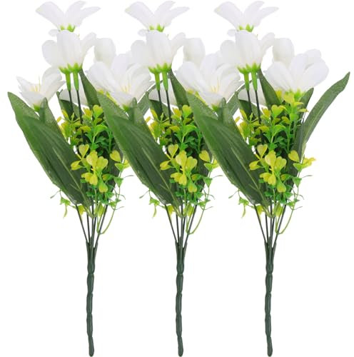 MAGICLULU 3piezas Lirios Artificiales Decorativos para Decoración De Bodas Y Hogar Flores para Centro De Mesa Y DIY para Eventos Y Relación Familiar
