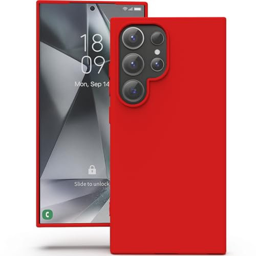 YATWIN Silicone Case for Samsung Galaxy S24 Ultra, Soft-Touch, Shockproof, DustProof, Antiskid Full Body Armour Phone Cover for Samsung Galaxy S24 Ultra - Red