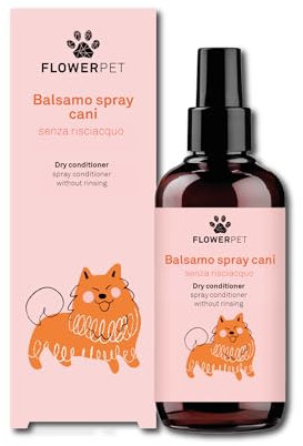 FLOWER PET, Conditioner Spray für Hunde, Konzentrat, ohne Ausspülen, entwirrend, ideal für weiches und glänzendes Haar, mit Extrakten aus Hanf, Hafer und Guar, 200 ml