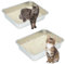 Sbayool Stainless Steel Cat Litter Box, 2PCS Large Metal Cat Litter Tray, Kitten Litter Pan for Cats Rabbit, Non Stick Stains and Odors, Antirust, Easy to Clean, 45 * 35 * 10cm