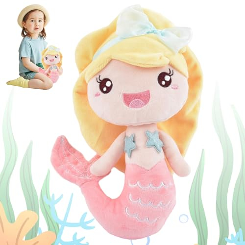 WELLXUNK Meerjungfrau Plüsch Spielzeug, Meerjungfrau Soft Toys, Meerjungfrau Plüschtier, Meerjungfrau Kuscheltier, Meerjungfrau Plushies, Kawaii Plüsch Puppe Meerjungfrau Geschenke für Mädchen