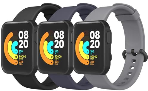 YLK 3 Pezzi Cinturino per Xiaomi Mi Watch Lite/Redmi Watch per Uomo e Donna, Cinturino in Silicone di Ricambio per Redmi Watch/Xiaomi Mi Watch Lite (Nero+Grigio+Blu grigio)
