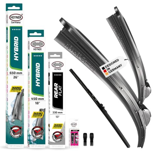 HEYNER® Scheibenwischer Komplettset für VW TAIGO | 09.2021 - 09.2026, HYBRID Flachbalkenwischer, Aerodynamisch & Flexibel, Nanographitbeschichtung