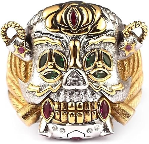 KEERSONG Expendables Glücksring Kupfer Stallone Totenkopf Ringe Gothic Vintage Juweliere Biker Cocktail Party Loop Halloween Geschenke for Männer(9)