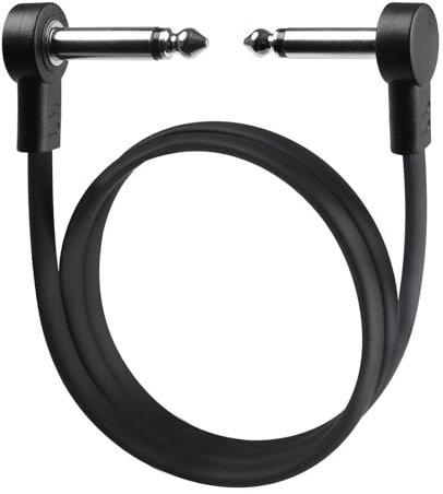 GOGHOST 24 Inch Guitar Patch Cables, 1/4 TS Right Angle Effect Pedal Flat Cables, Pedal Board Patch Cables, Black
