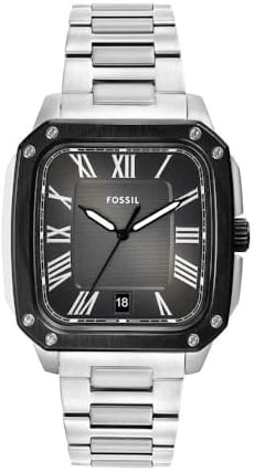 Fossil Orologio Crosby da uomo, movimento al quarzo con data a tre lancette e cinturino in acciaio inossidabile