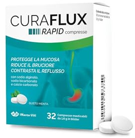 Marco Viti CURAFLUX RAPID Compresse Masticabili 32 pz – Con Sodio Alginato, Bicarbonato e Calcio Carbonato, Sollievo Rapido da Reflusso, Bruciore, Iperacidità, Gusto Menta, Ideale per Digestione