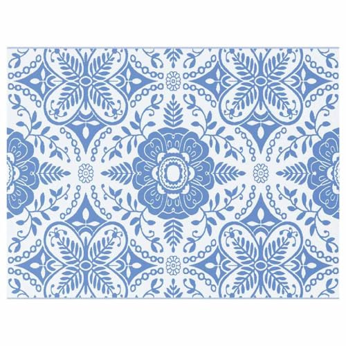 vidaXL Outdoor-Teppich Floral ARAKIL Babyblau und Weiß 400 x 300 cm