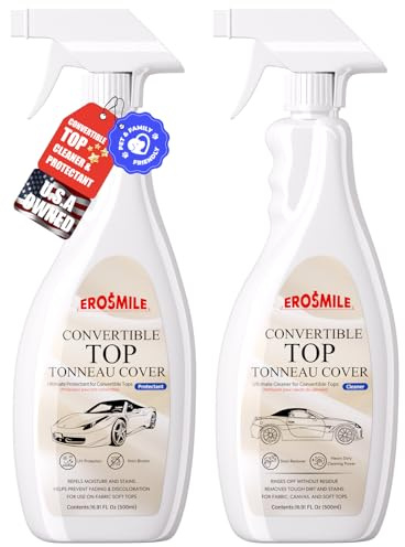 EROSMILE Convertible Top Cleaner And Protectant Kit Use For Cleaning And Protecting The Automotive Soft Tops Of Fabric Construction.Deep-Penetrating Cleaning,Preventing Cracks, 2 Items,Total 32 OZ