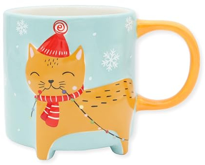Winkee - Cute Animal Kaffeetassen | Die süße Kaffee-Tasse & Tee-Becher in groß | XXL Tasse ca. 450 ml | Cute Coffee Mug (Winter Edition Katze)