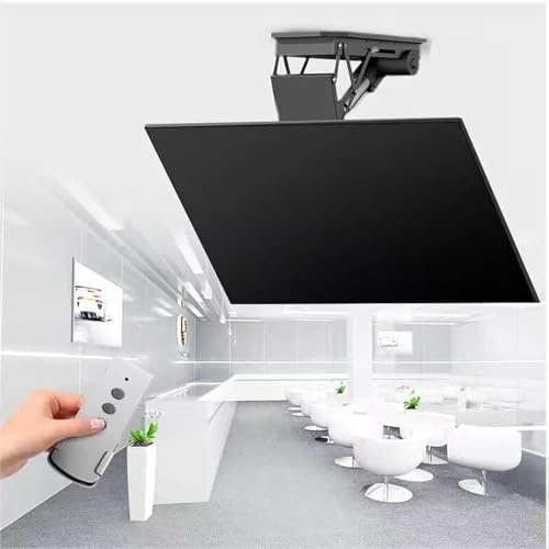 Electric TV Ceiling Mount - Elektrische TV Deckenhalterung Mit Fernbedienung Und Schaltersteuerung, Passend Für 50-90 Zoll Fernseher, 0-85° Herunterklappbare Motorisierte TV Halterung