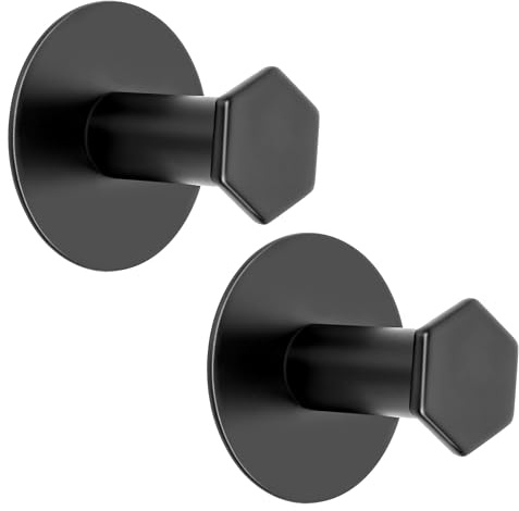 SAYAYO Crochet Adhesif Mural Patère Murale Salle de Bain 2 Pcs Noir Mat | Crochet Adhésif Muraux en 304 Acier Inoxydable Accroche Serviette Salle de Bain pour Chambre Cuisine Entrée