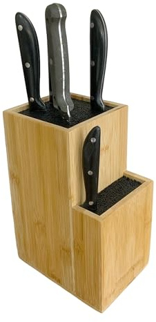 Bamboo Universal Knife Block, 2-Tier Countertop Kitchen Storage Holder
