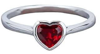 Red Garnet Heart Ring Handmade 925 Sterling Silver Boho Jewelry Faceted Natural Gemstone Ring