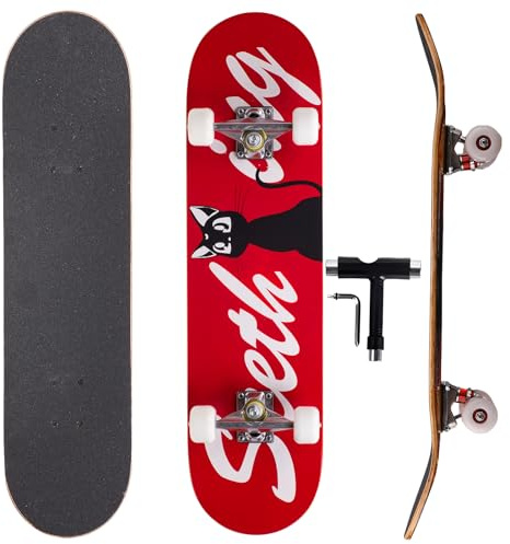 Professionelles Doppel-Kick-Skateboard 81.1 cm Ahorn-Deck, | ABEC-7-Kugellager, 97A PU-Räder, individuelles Grafikdesign