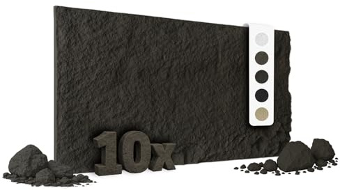 HEXIM Steinoptik Felsen Platten 10 Stück 120x60cm PU Wandverkleidung 7,3 m² 3D Paneele Bruchstein Stone Dekor Wandpaneele Wanddeko Steinplatte Wohnzimmer Innenwand schwarz (A002-05 Light Black)