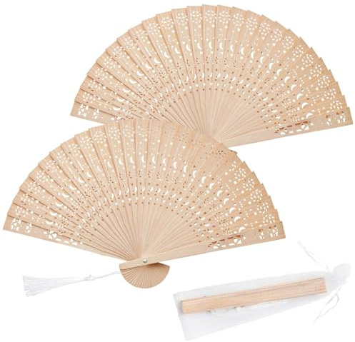 2PCS Handfächer Bambus,Fächer Holz,Sandelholz Faltfächer,Handfächers Damen | Vintage Fächer Holz Klein,Hochzeitsfächer,Orientalischer Faltfächer,für Tanz,Hochzeit,Party,DIY Deko,Haus Dekorationen