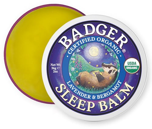 Badger Sleep Balm | Natural Aromatic Sleep Aid | Sleep Care with Lavender and Bergamot Essential Oils | Calms The Mind & Relieves Stress | Cruelty & Gluten-Free (56g)
