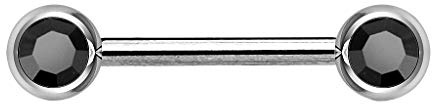 Piersando Intimpiercing Brustwarzen Piercing Barbell mit Hantel Doppel Front Kristall Kugel