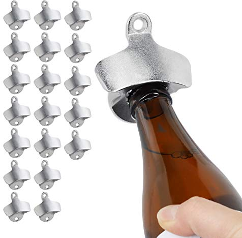20 Abrebotellas de pared, Destapador de botellas, Menaje de gastronomía, Galvanizado, Plateado
