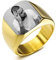 INBLUE Personalisierte Siegelring Gravur Schwarzes Bild Gravur Benutzerdefiniert Foto für Männer Jungen Frauen Mädchen Memorial Edelstahl-Schmuckpaket mit Ring Größen Einstellen (Goldfarben)