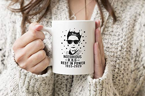 Notorious RIP RBG Queen of Feminism Ruth Bader Ginsburg RIP Weißer Becher Kaffee Tee Mug Cup 330 ml Becherschale Tasse