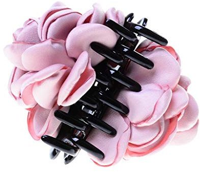 Pince à cheveux en forme de fleur en soie avec nœud - Pince à cheveux pour femme - Accessoires de beauté - Rose
