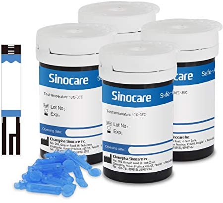 sinocare Safe-Accu Blutzuckerteststreifen 100 und Lanzetten 100, Blutzucker Teststreifen Set(Nur für Safe-Accu Blutzuckermessgerät)