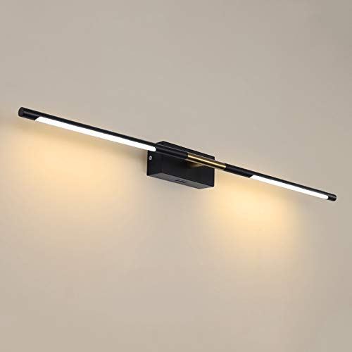 HKLY Vintage Spiegelleuchte Schwarz Bad, Metall Spiegellampe Badezimmer Warmweiss mit Acryl Lampenschirm, Retro Badlampe Spiegel, 3000K Rustikal Schminklicht LED Wandleuchte Innen,100cm/10w