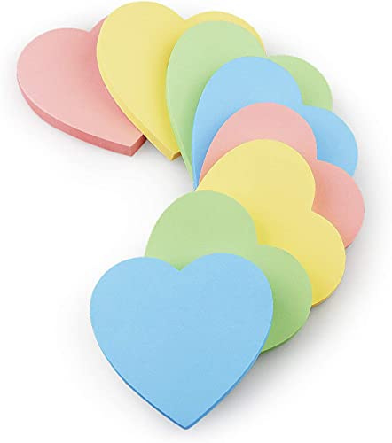 Early Buy Heart Shape Sticky Notes 600 Sheets, 4 Pastel Colors 8 Pads