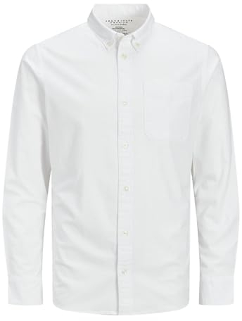 JACK & JONES Herren Freizeit Hemd JPRBROOK Oxford Slim Fit Weiss Blau XS-XXL, Größe:S, Farbe:White Slim FIT 12192150