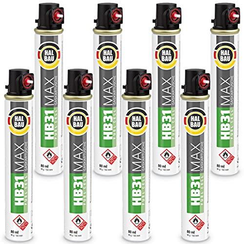 Fuel Cell HB31 Lot de 8 cartouches de gaz de rechange pour cloueur avec anneau rouge 165 mm 80 ml