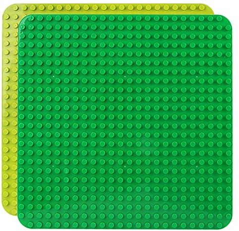 Celawork Gran placa de construcción compatible con placas Duplo, placa base grande, 38 x 38 cm, juego de placas para juegos creativos, juguetes educativos (verde, verde claro).