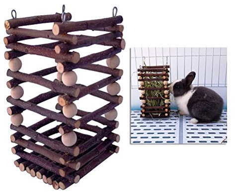 Kleiner Heuraufe Käfig Apfelholz Heu Futterhaus Naturholz Heu Krippe für Kaninchen Meerschweinchen Chinchilla