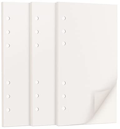 135 Blätter A6 Papier Blanko, 6 Löcher A6 Refill Nachfülleinlagen Loose Notizpapier A6 Refill Paper für 6 Ring Binder Notizbuch, Tagbuch, Skizze