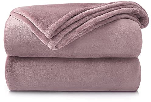 Luxury Soft Faux Mink Velvet Feel Flannel Bed Decorative Throw Travel Super Soft Sofa Throwover (Mauve, 150x200cms)